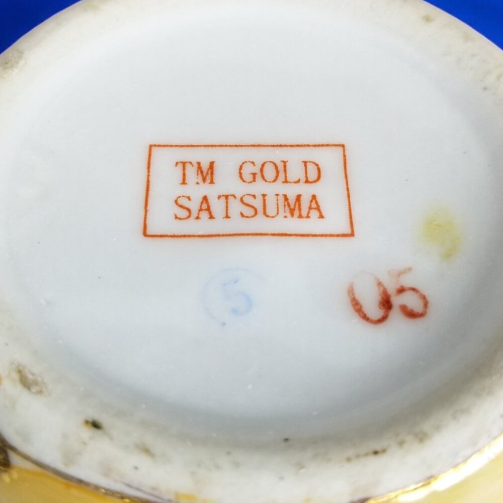 Vintage Gold Satsuma Chinoiserie Fish Bowl Geisha Women Lotus Collectible TM-5 - Picture 6 of 11